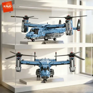 KAVOWORLD 1486PCS Military V-22 Transport Aircraft Helicopter Building Blocks Set