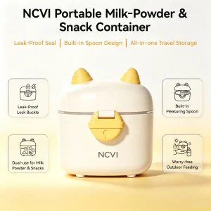 NCVI Portable Formula Dispenser, Leakproof Milk Powder Snack Storage Box with Scoop,