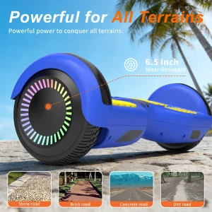 SIMATE Hoverboard, All Terrain Self Balancing Scooter with Bluetooth, LED Lights and APP Control